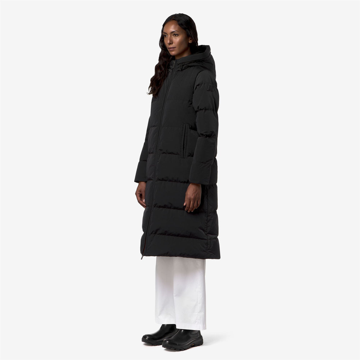 Jackets_Woman_DINA SHINY NYLON FUR_Long_Black Greyish - Commercial 5