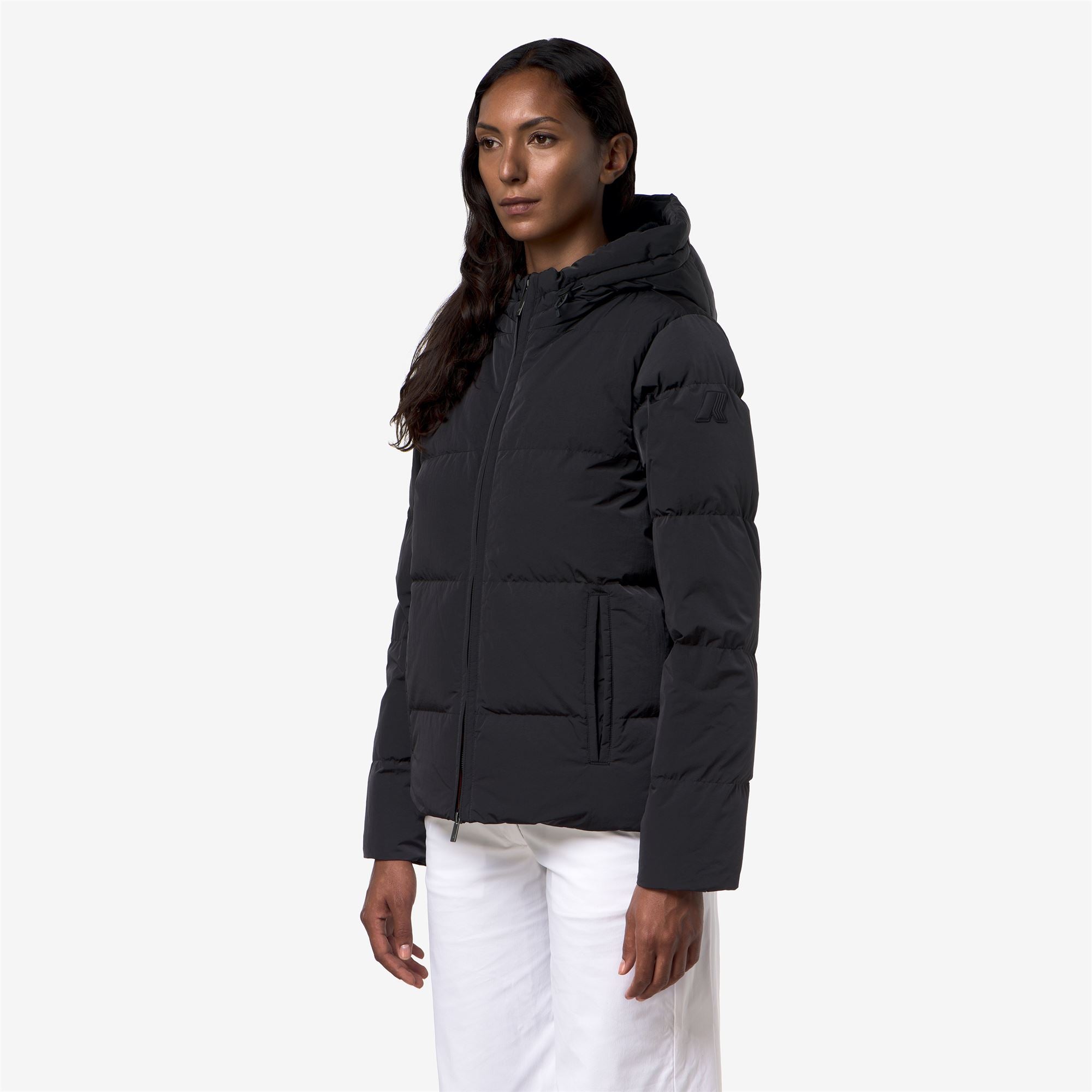 Jackets_Woman_DONNA SHINY NYLON FUR_Short_Black Greyish - Commercial 5