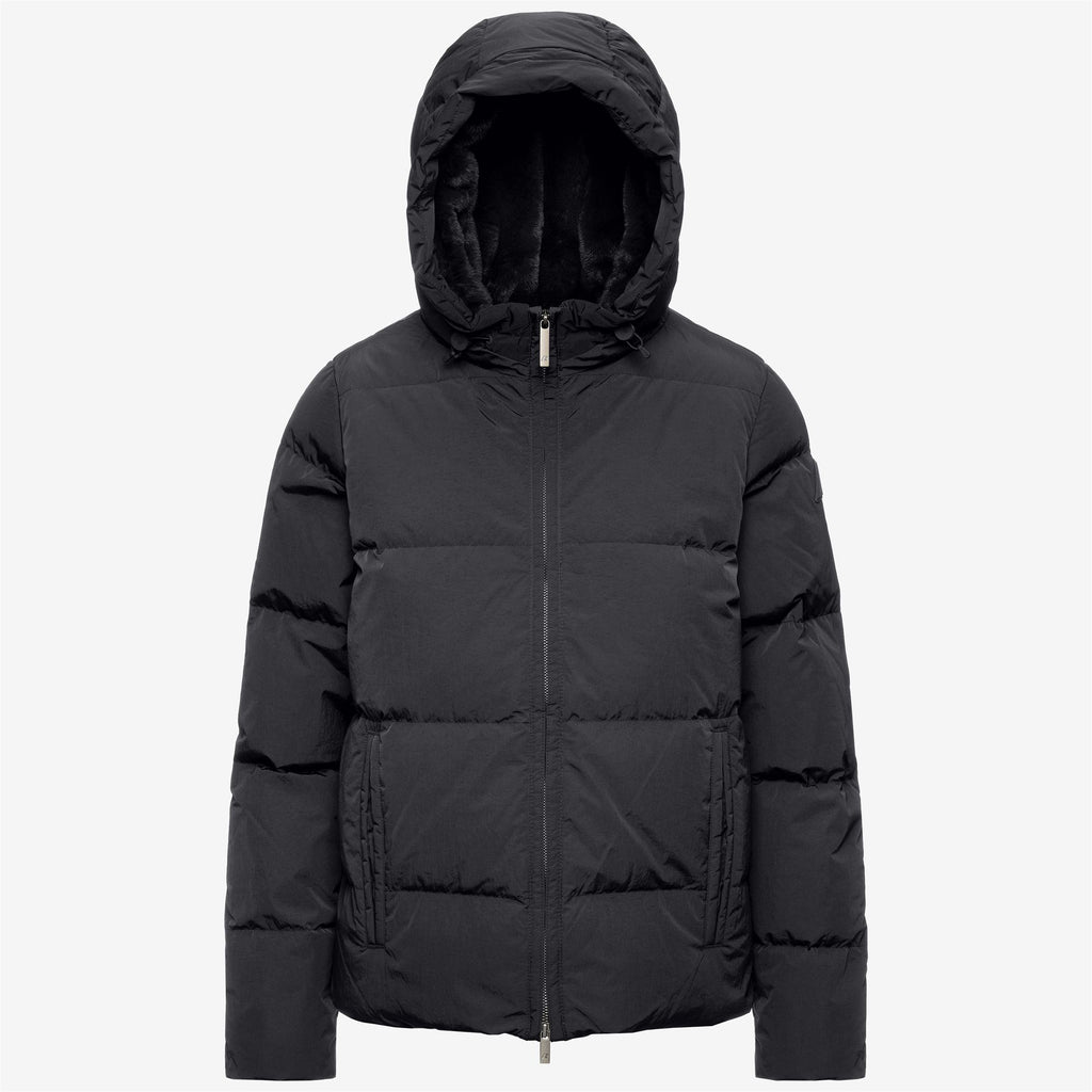 Jackets_Woman_DONNA SHINY NYLON FUR_Short_Black Greyish - Commercial 1