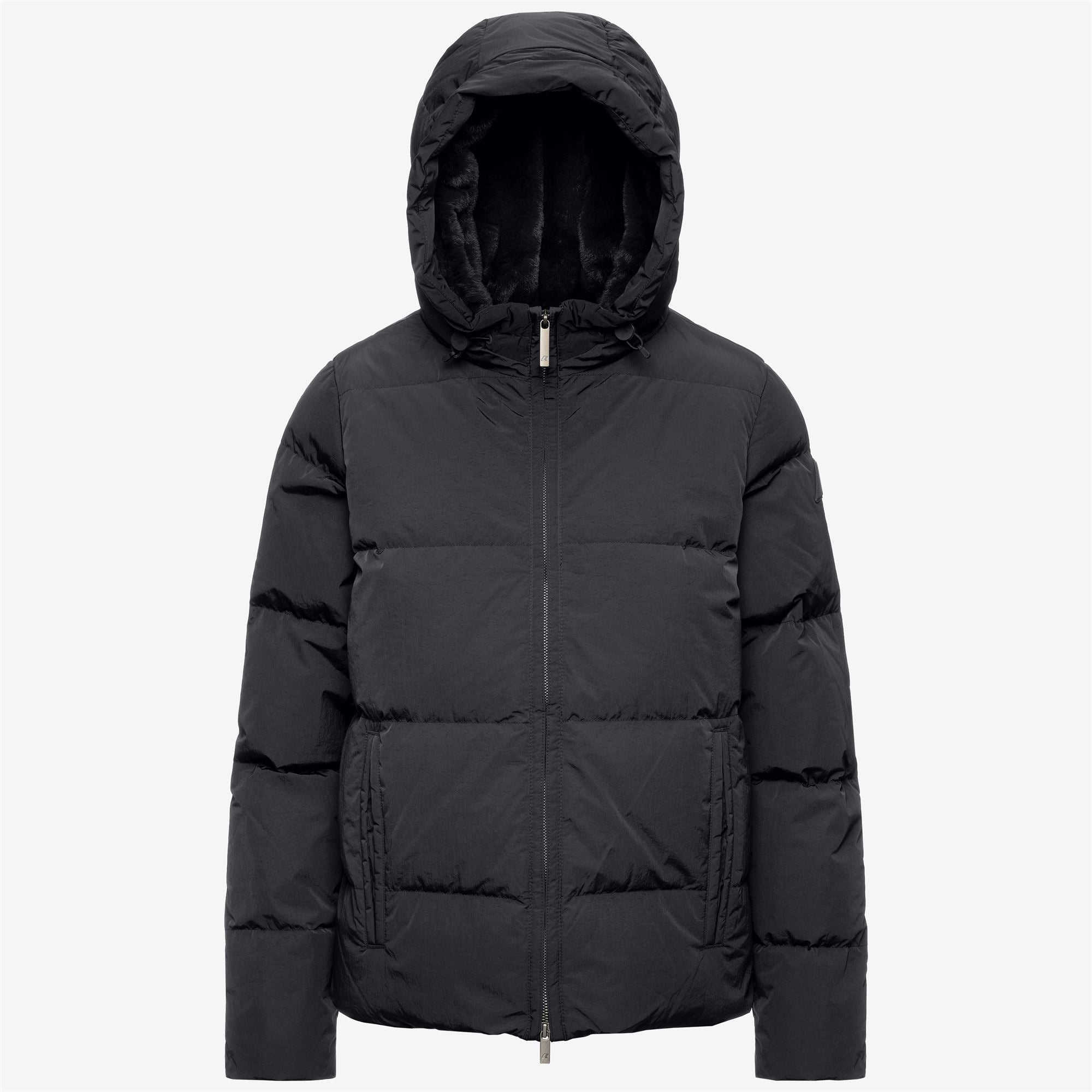 Jackets_Woman_DONNA SHINY NYLON FUR_Short_Black Greyish - Commercial 1