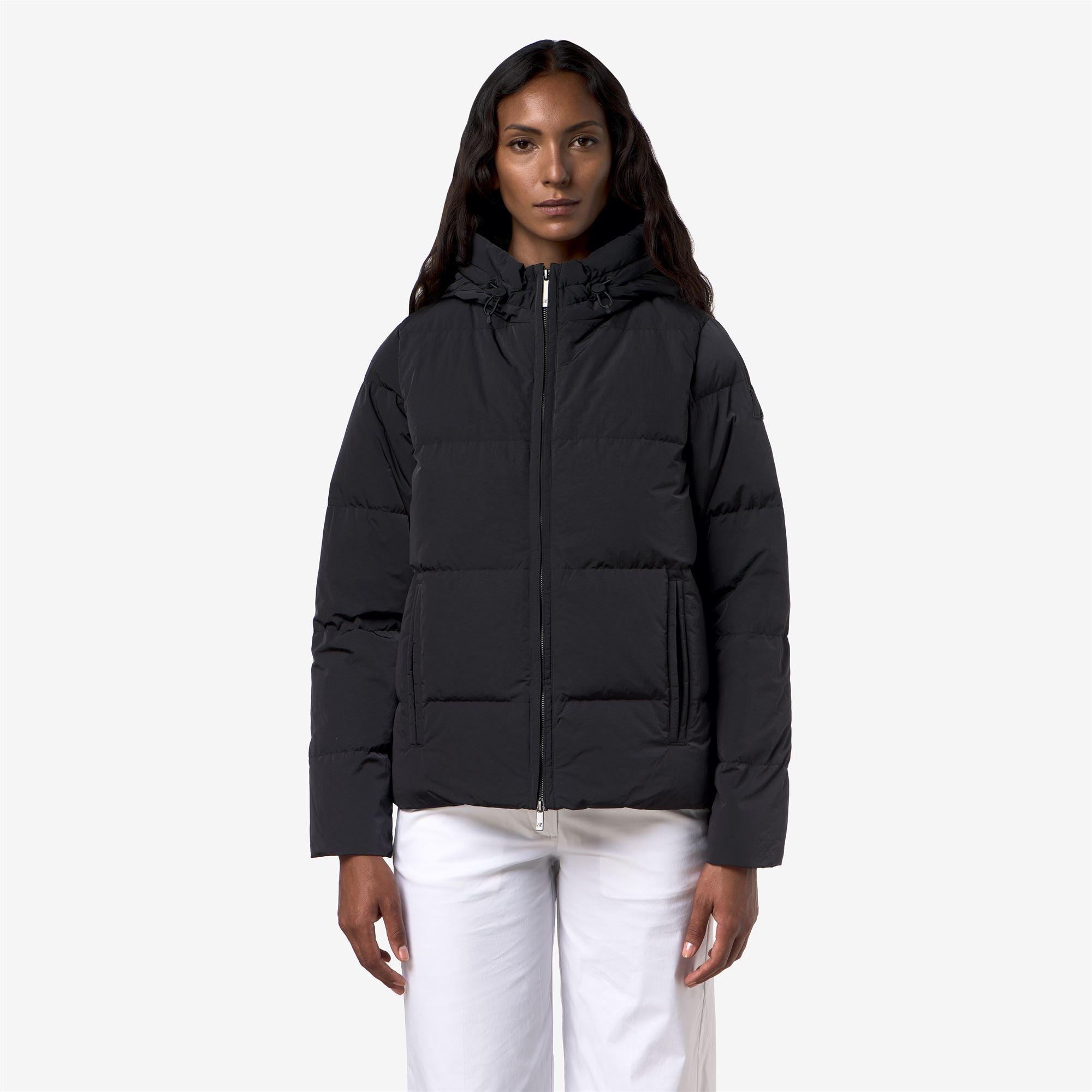 Jackets_Woman_DONNA SHINY NYLON FUR_Short_Black Greyish - Commercial 4