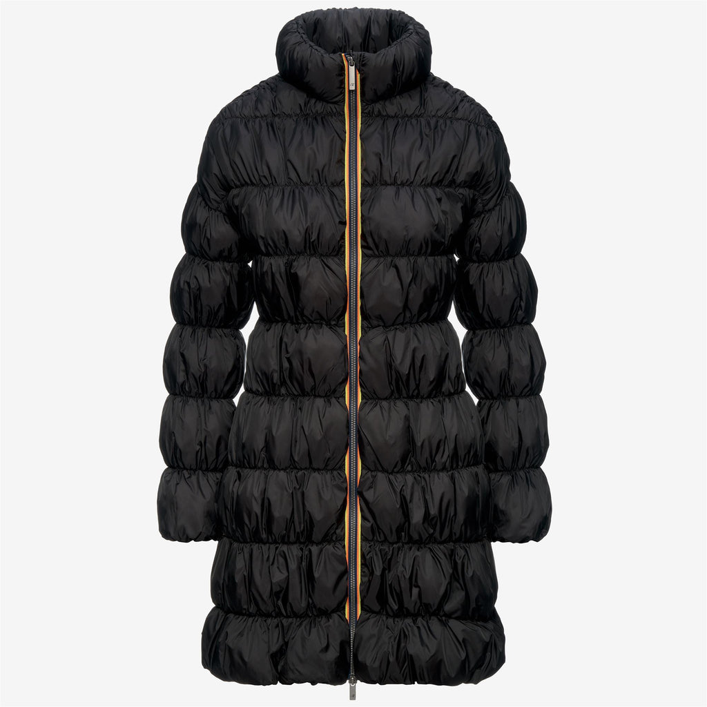 Jackets_Woman_JIN MAXI RUFFLES_Long_Black Greyish - Commercial 1