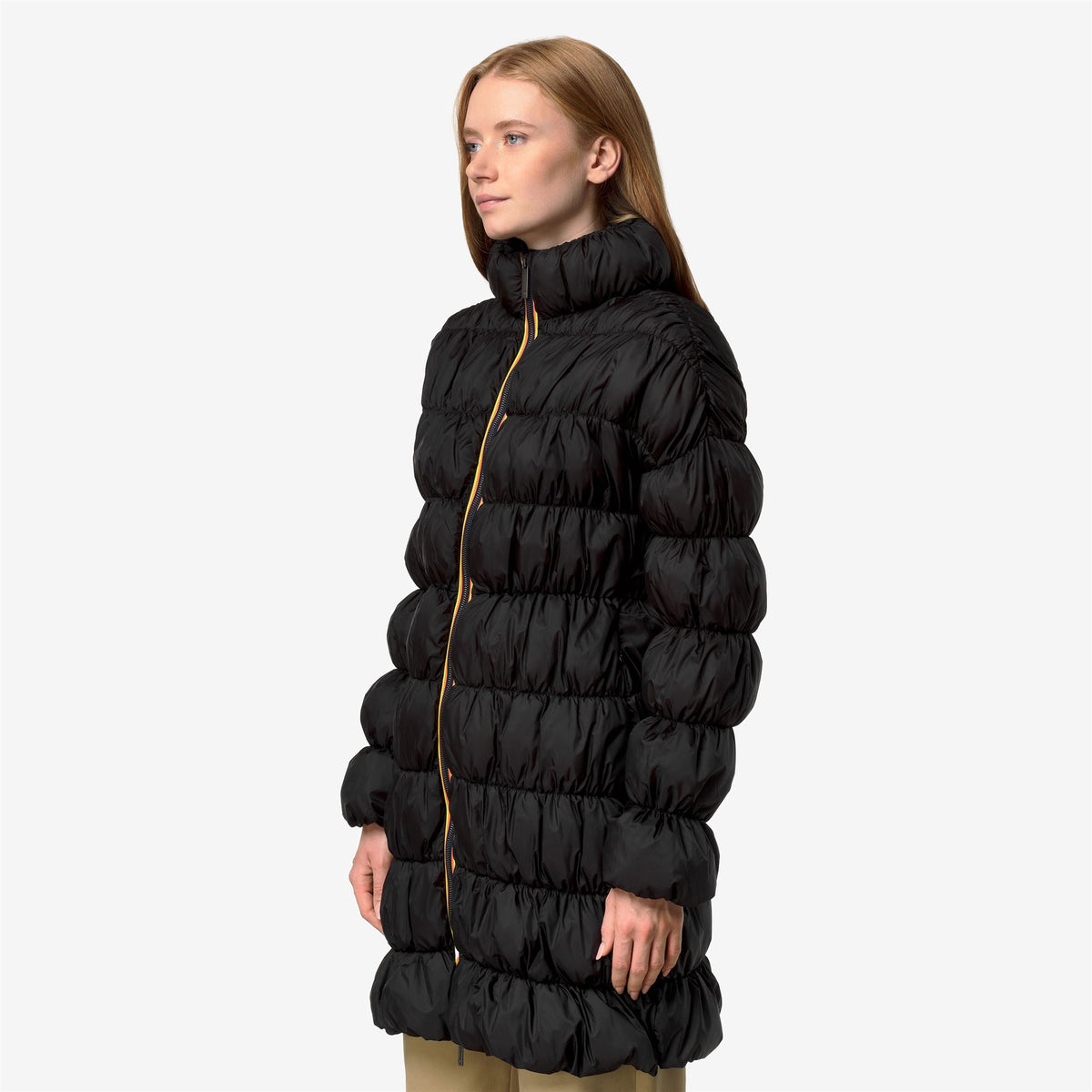 Jackets_Woman_JIN MAXI RUFFLES_Long_Black Greyish - Commercial 5