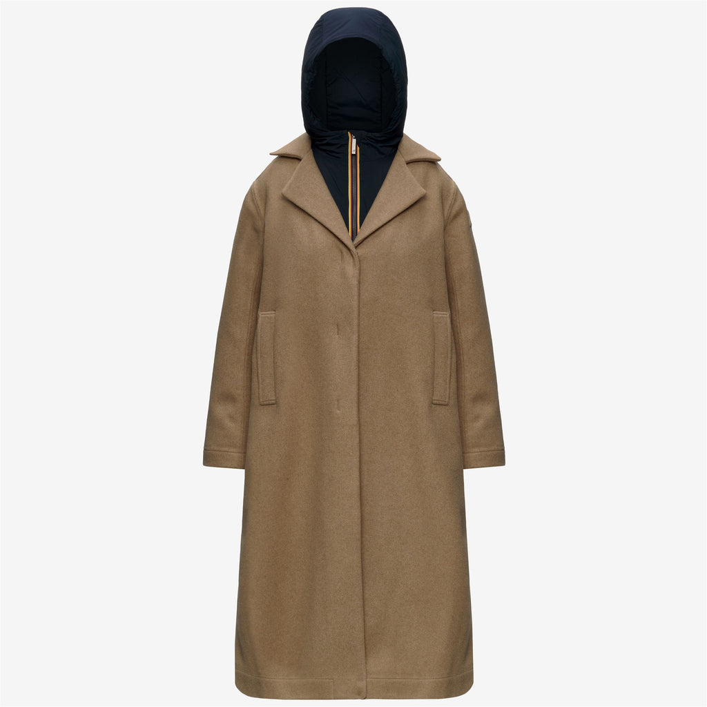 Jackets_Woman_LANA WOOL NYLON_Long_Beige Khaki - Blue Depth - Commercial 1