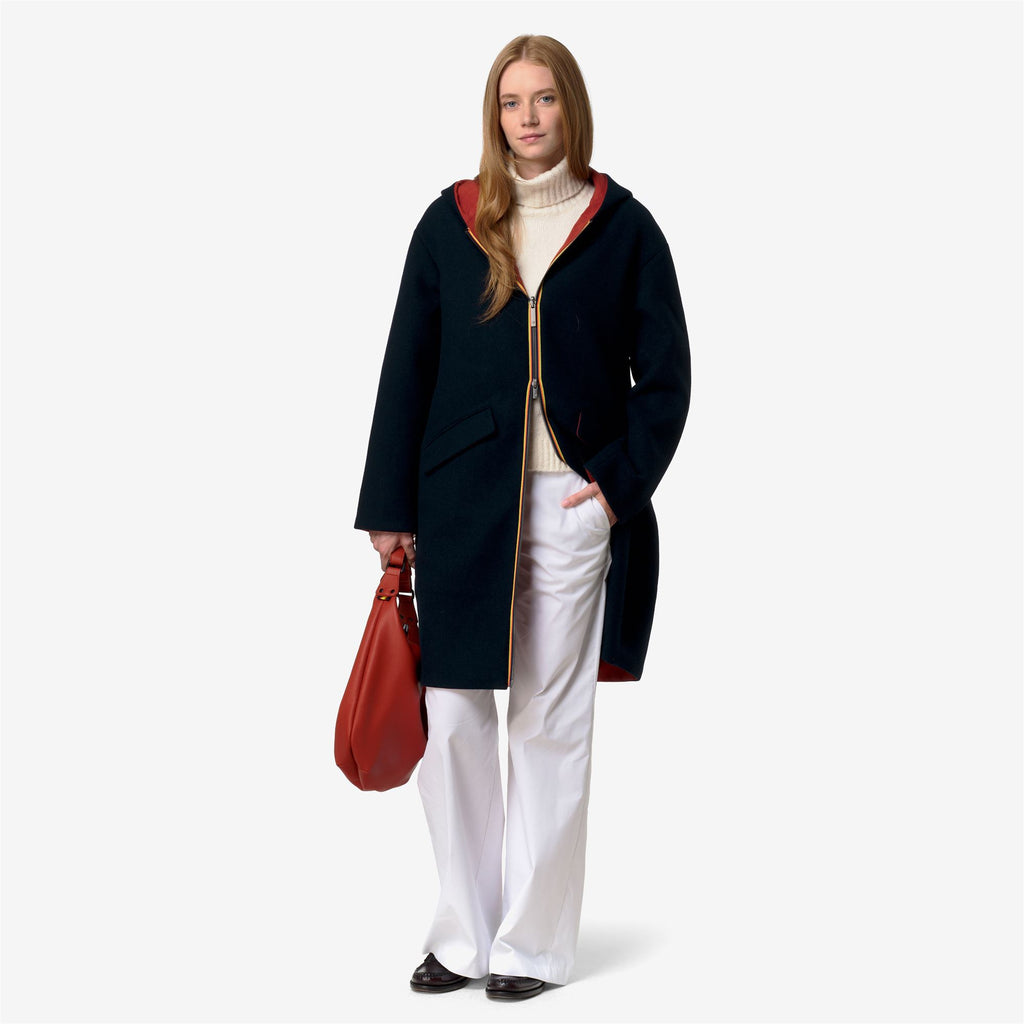 Jackets_Woman_SHALA WOOL BONDED DOUBLE_3/4 Length_Blue Depth - Red Dk Chili - Commercial 7