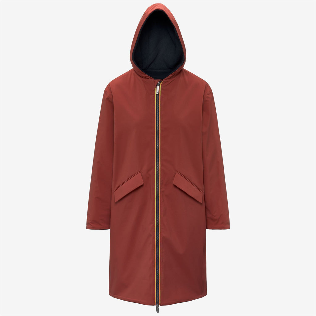 Jackets_Woman_SHALA WOOL BONDED DOUBLE_3/4 Length_Blue Depth - Red Dk Chili - Commercial 2