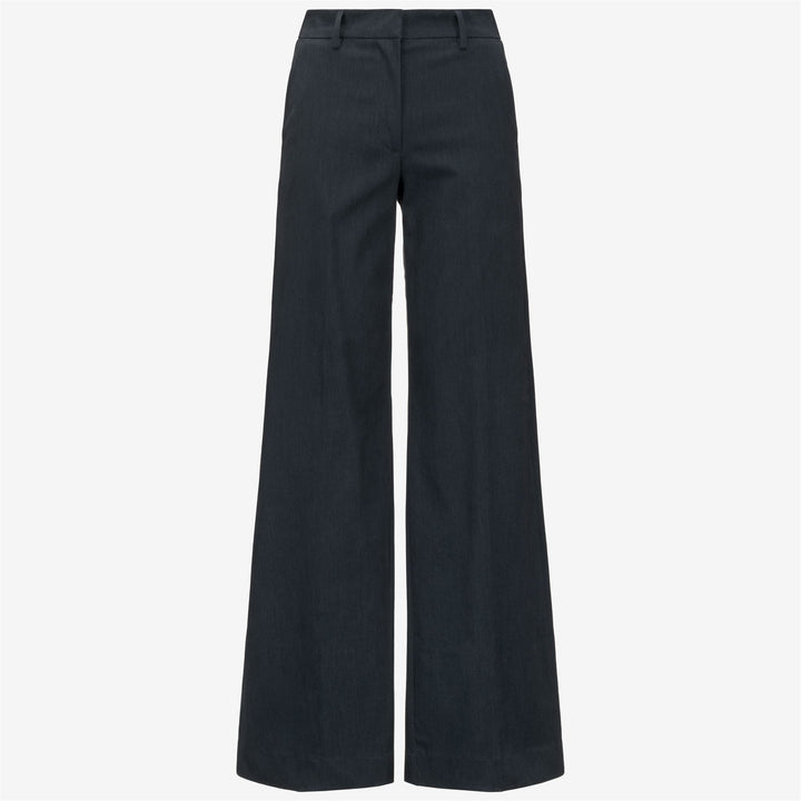 Pantaloni chino blu da donna con gamba larga e cotone elasticizzato 1
