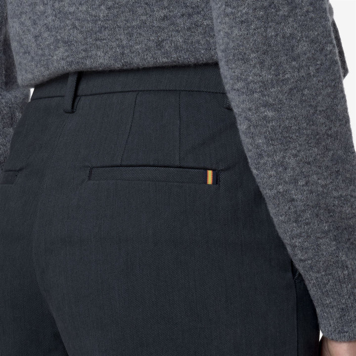 Pantaloni chino blu da donna con gamba larga e cotone elasticizzato 2