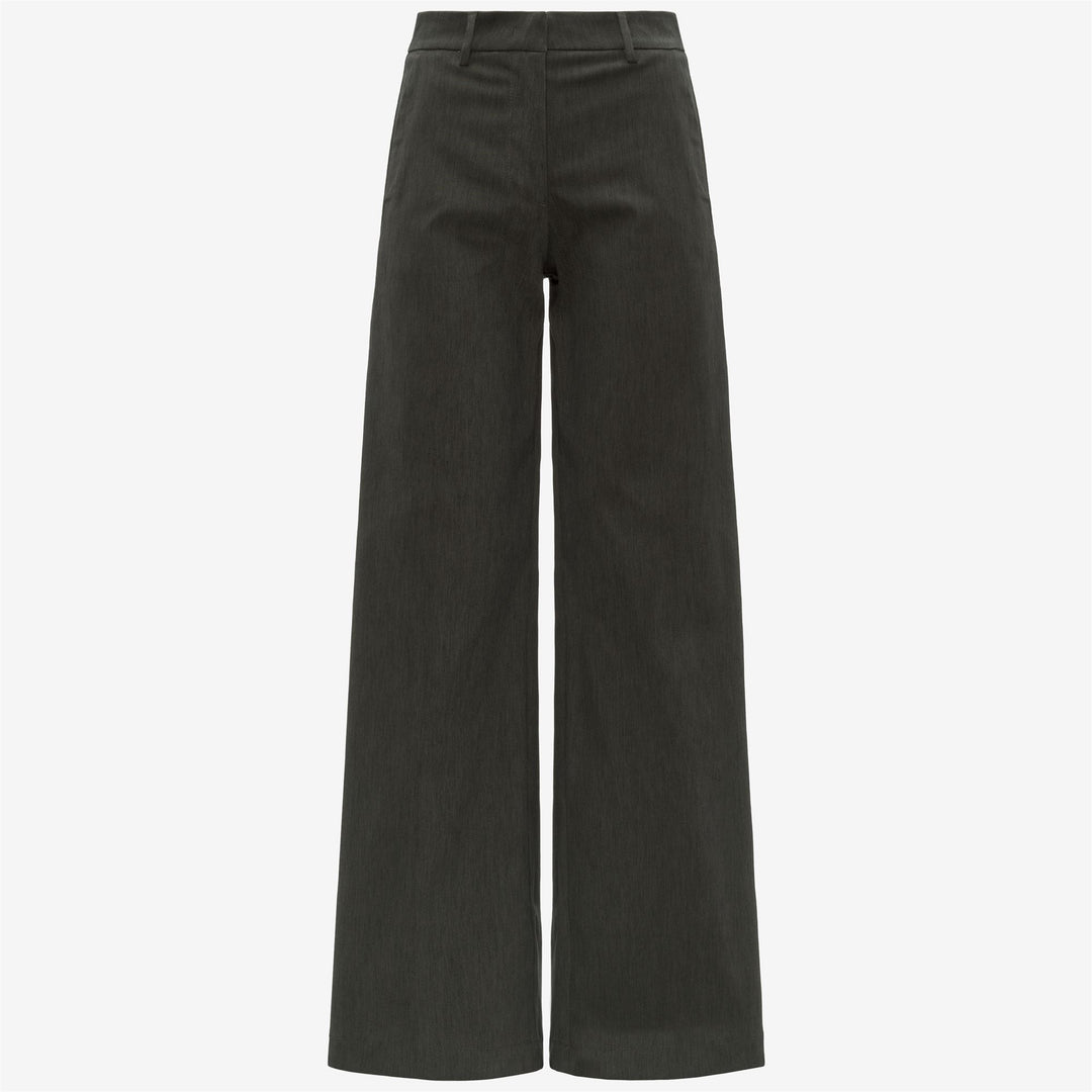 Pantaloni chino a gamba larga da donna verdi con effetto denim 01