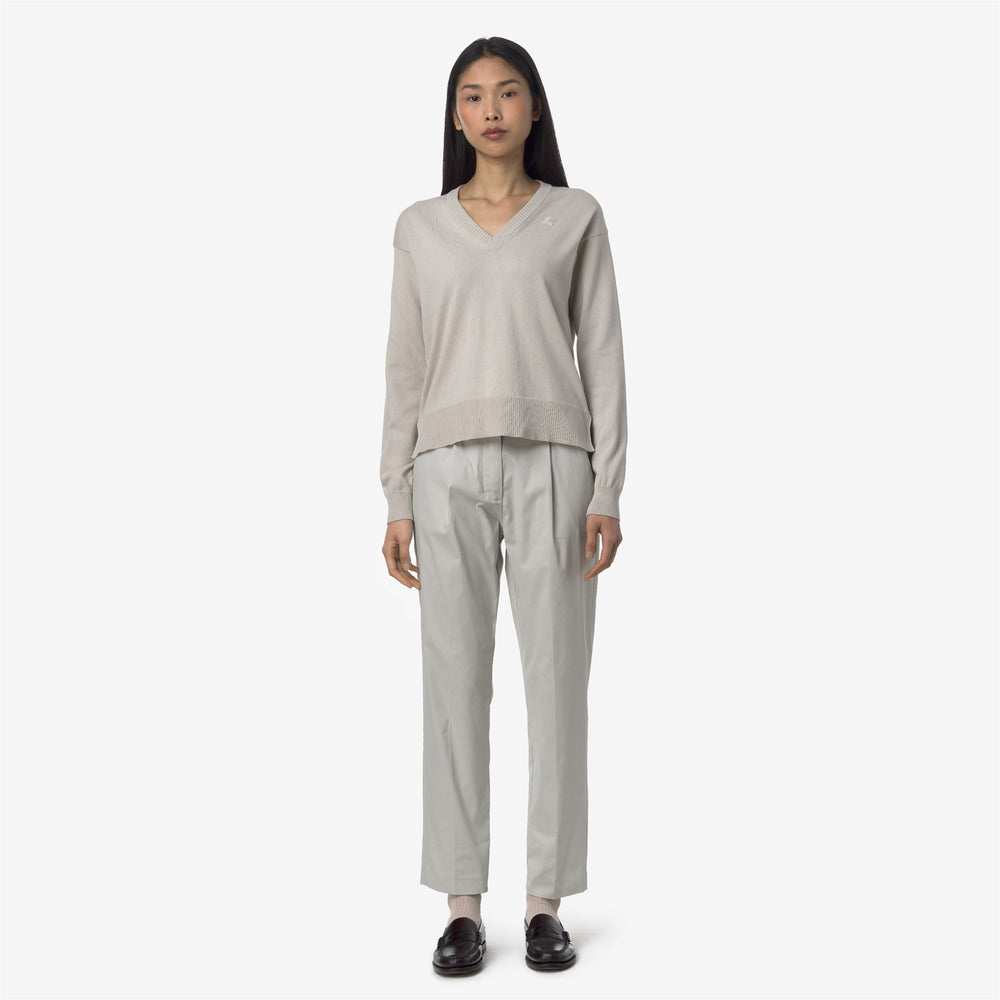 Beige Grey Women's Chino Pants for City Wear 02