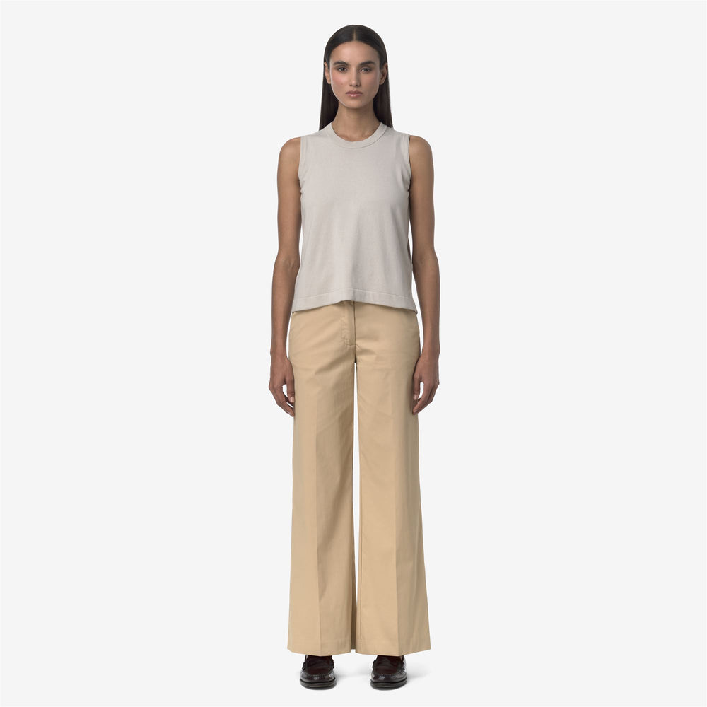 Beige Brown Women's Stretch-Fit Chino Pants for City Wear 02