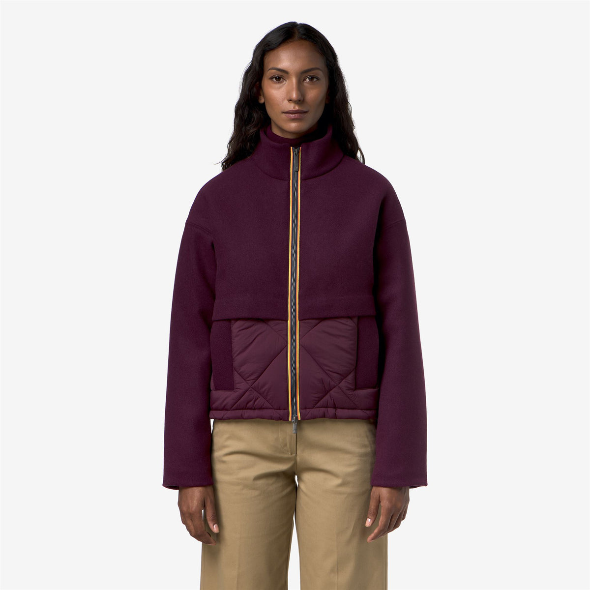 Jackets_Woman_MANDIE WOOL NYLON WARM_Short_Violet Mauve Wine - Commercial 4