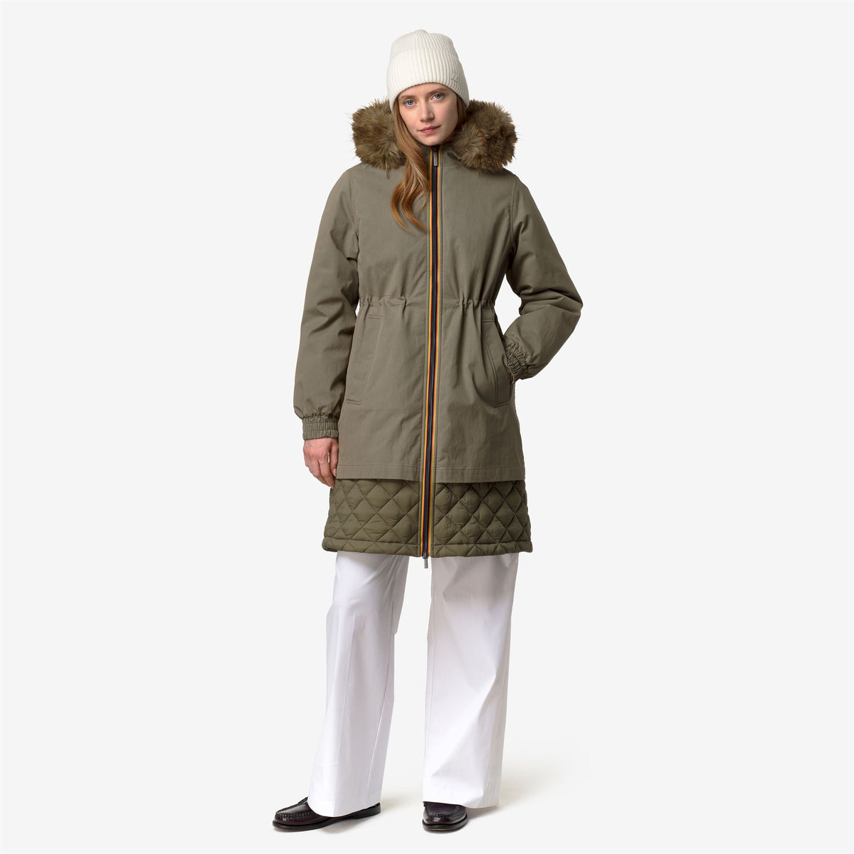 Jackets_Woman_FOSCA WAX COTTON NYLON_Long_Green Army - Commercial 7