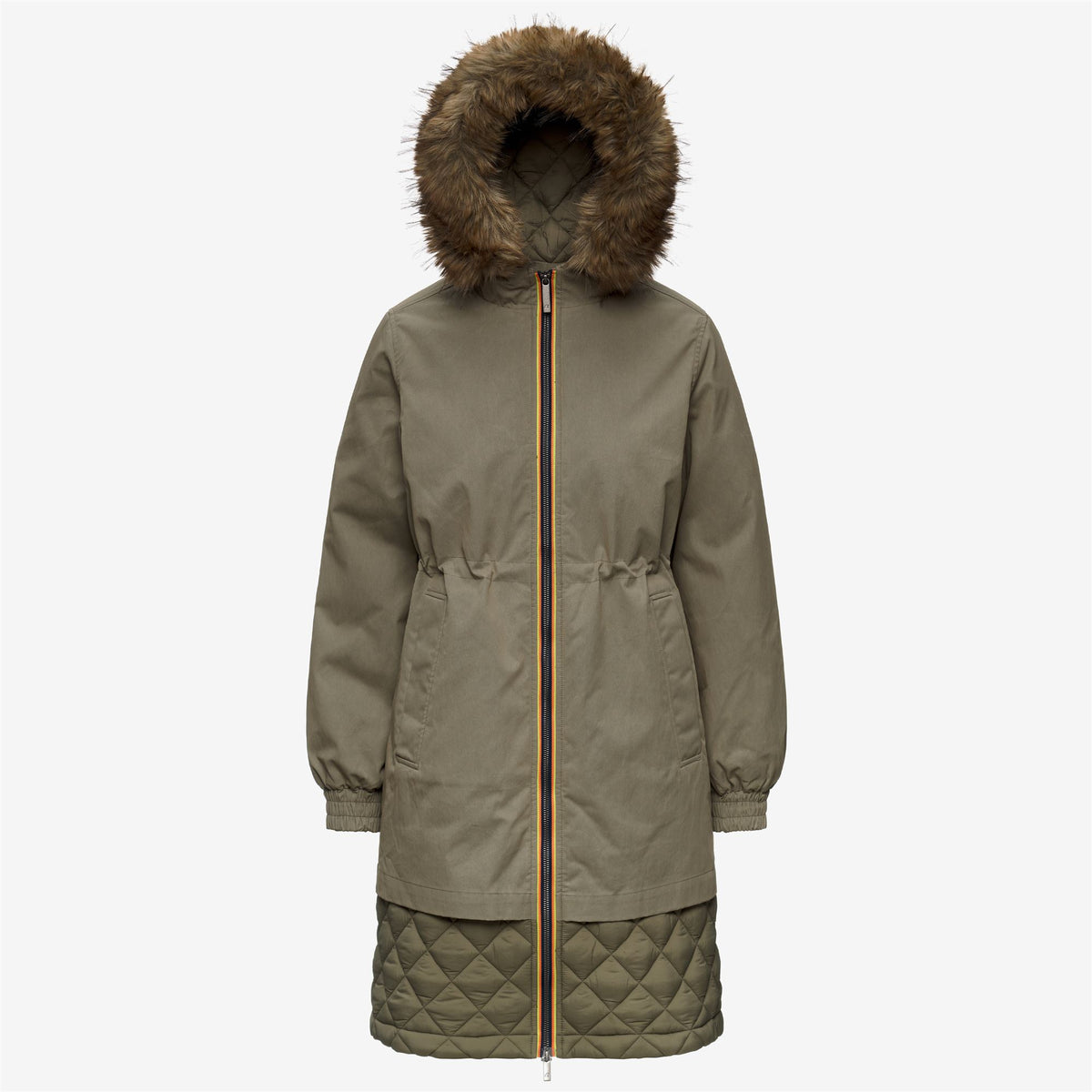 Jackets_Woman_FOSCA WAX COTTON NYLON_Long_Green Army - Commercial 1