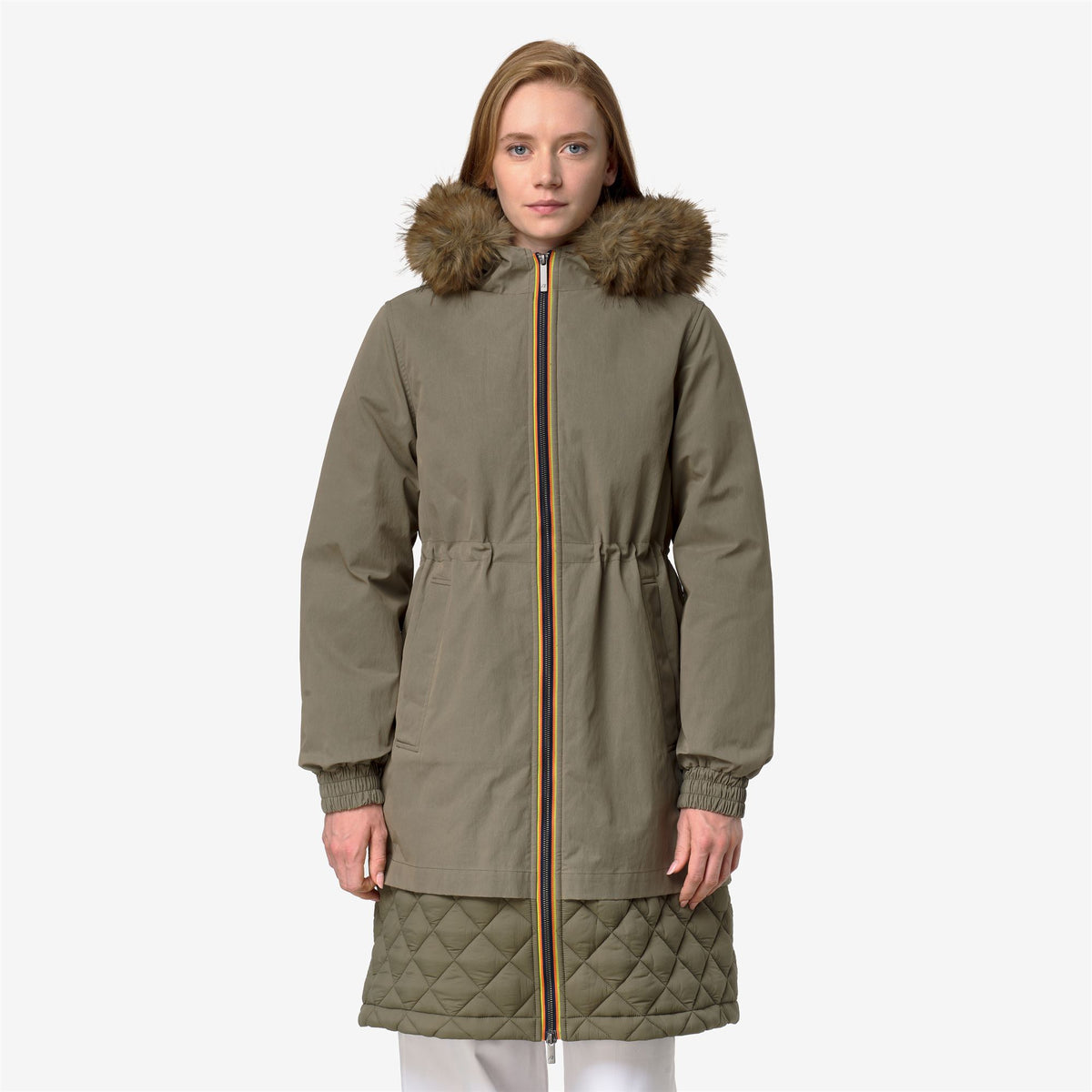 Jackets_Woman_FOSCA WAX COTTON NYLON_Long_Green Army - Commercial 4