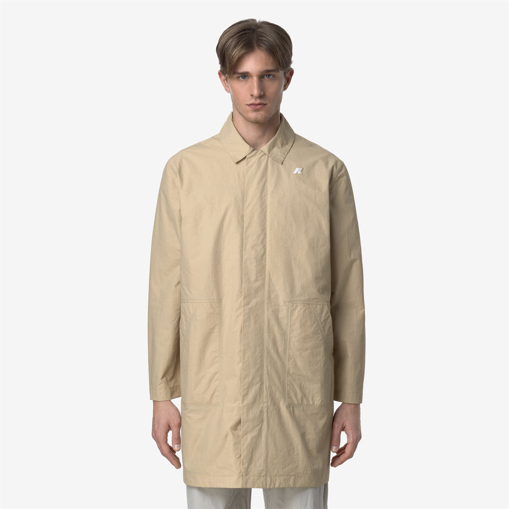 Beige Brown Men's 3/4 Length Water-Repellent Jacket 02