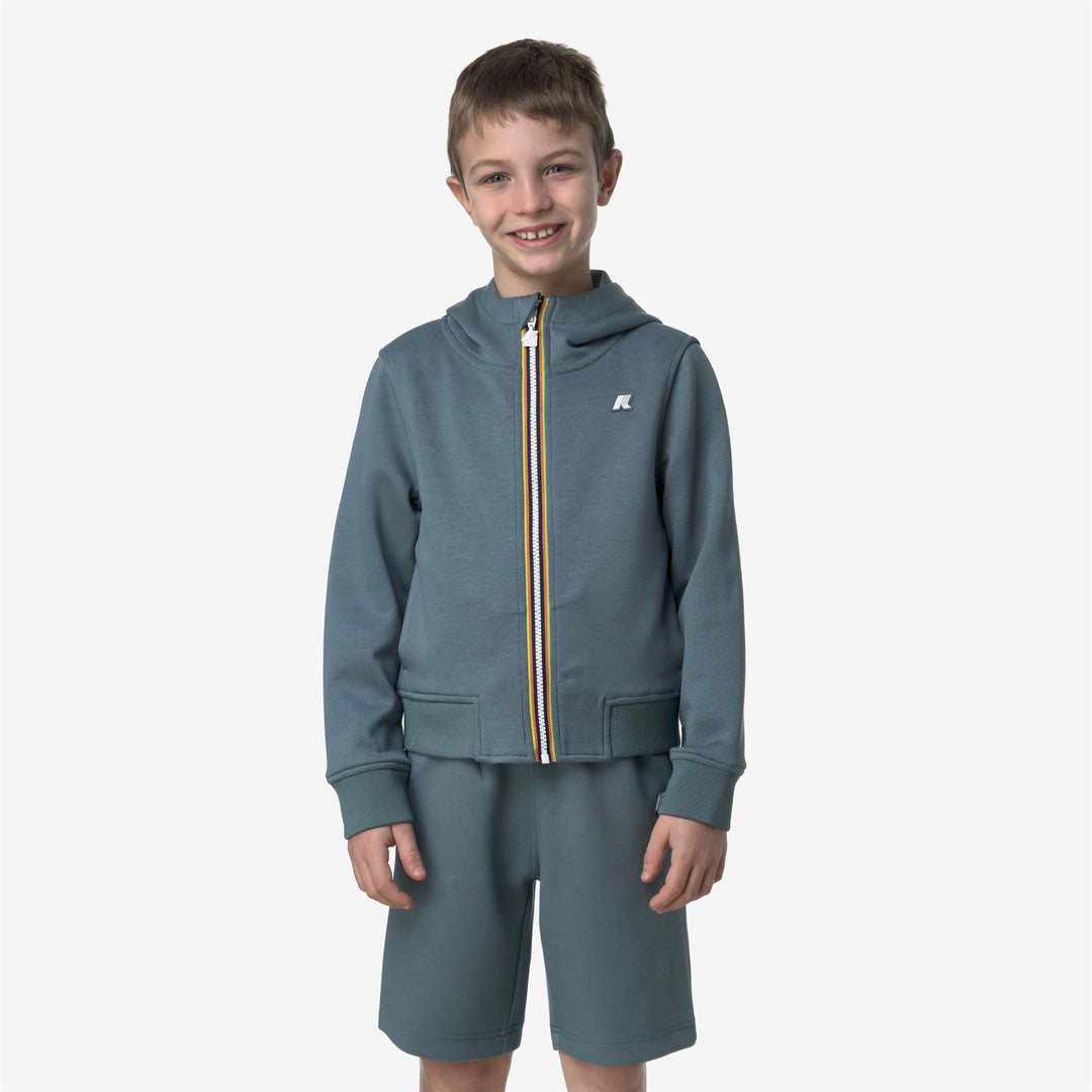 Blue green Boys' Warm Fleece Jacket with Zip and Pockets 01
