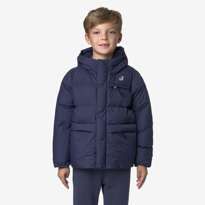 Chaqueta cálida y pesada unisex para niños en azul profundo 1