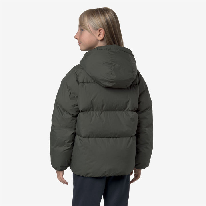 Chaqueta impermeable cálida unisex para niños de color verde negruzco 5