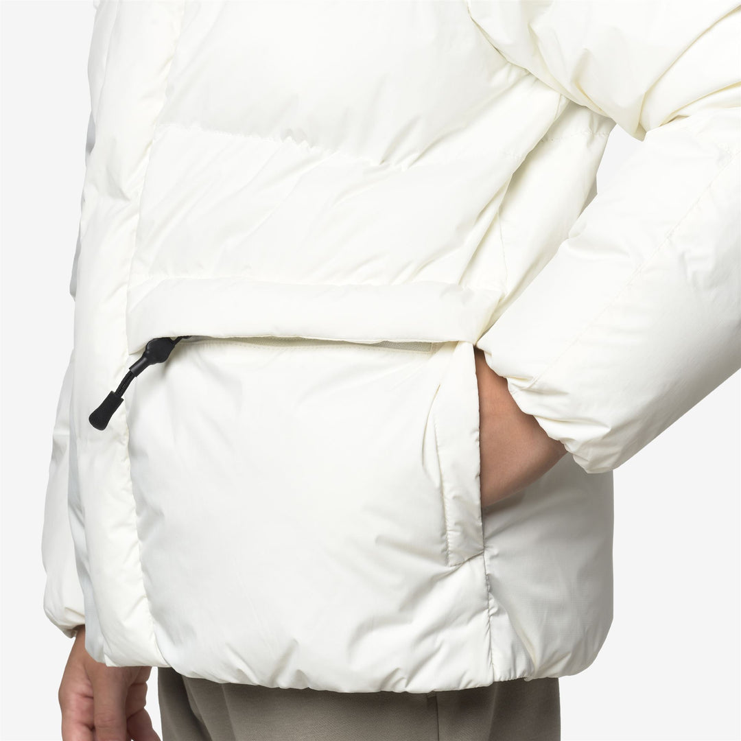 Chaqueta de invierno impermeable unisex blanca para niños con capucha y bolsillos main