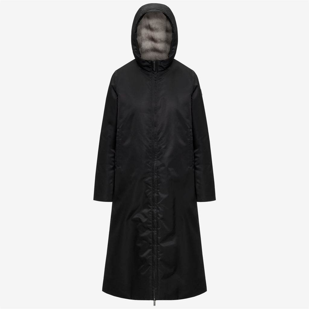 Jackets_Woman_OLLER SHINY TWILL FUR_Long_BLACK GREYISH BICOLOR FUR - Commercial 1