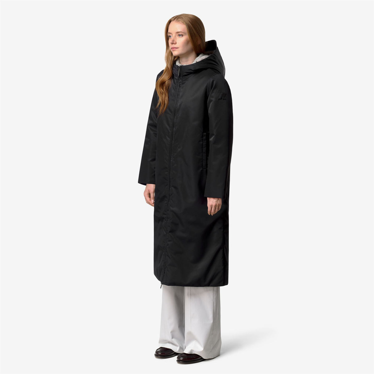 Jackets_Woman_OLLER SHINY TWILL FUR_Long_BLACK GREYISH BICOLOR FUR - Commercial 5