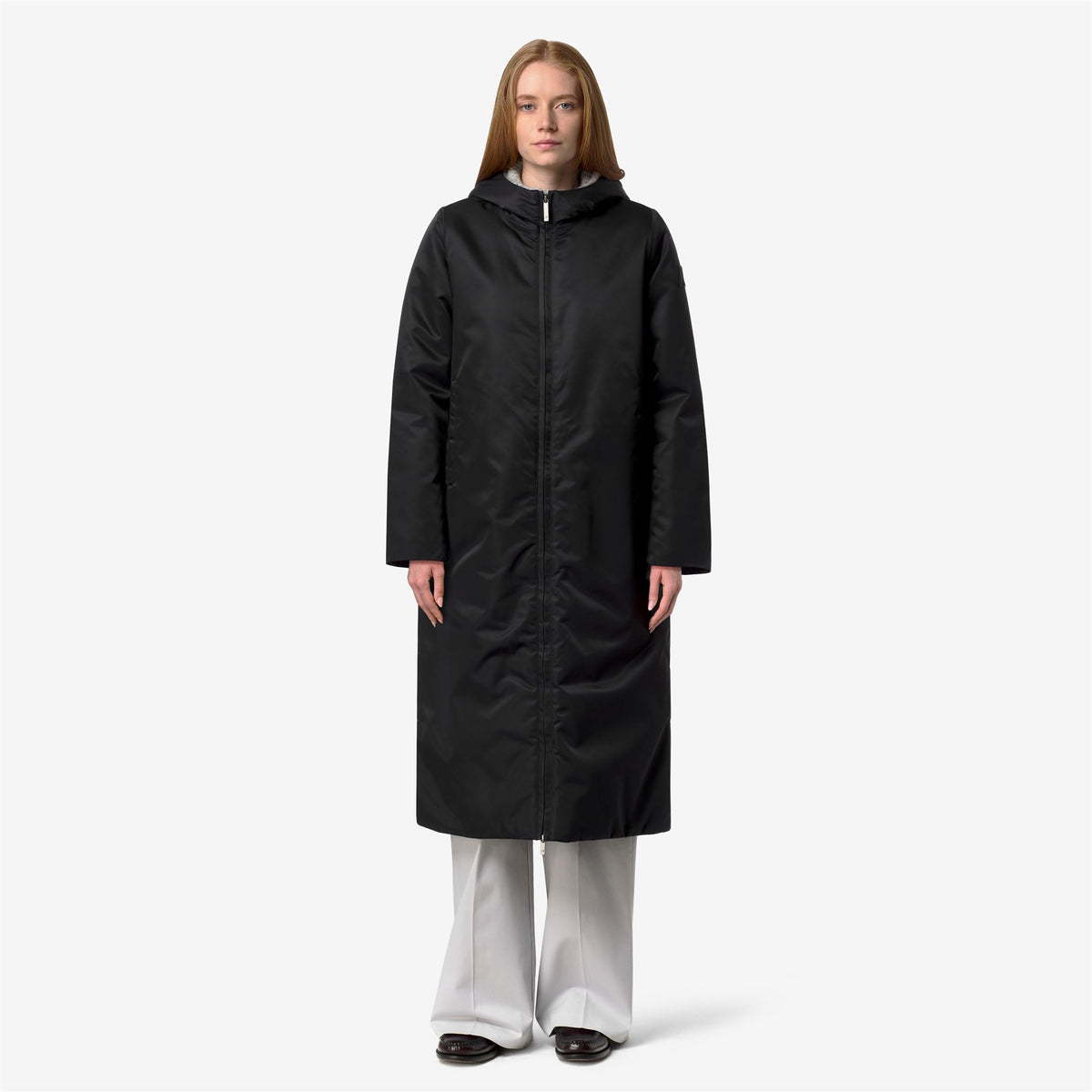 Jackets_Woman_OLLER SHINY TWILL FUR_Long_BLACK GREYISH BICOLOR FUR - Commercial 4