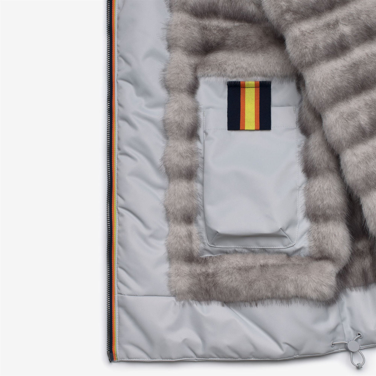 Jackets_Woman_OLGA SHINY TWILL FUR_Short_GREY ASH BICOLOR FUR - Commercial 2