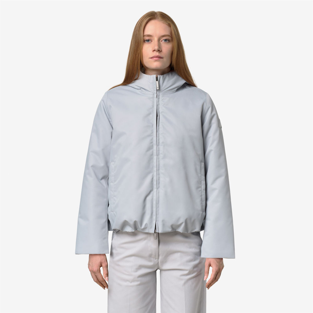 Jackets_Woman_OLGA SHINY TWILL FUR_Short_GREY ASH BICOLOR FUR - Commercial 4