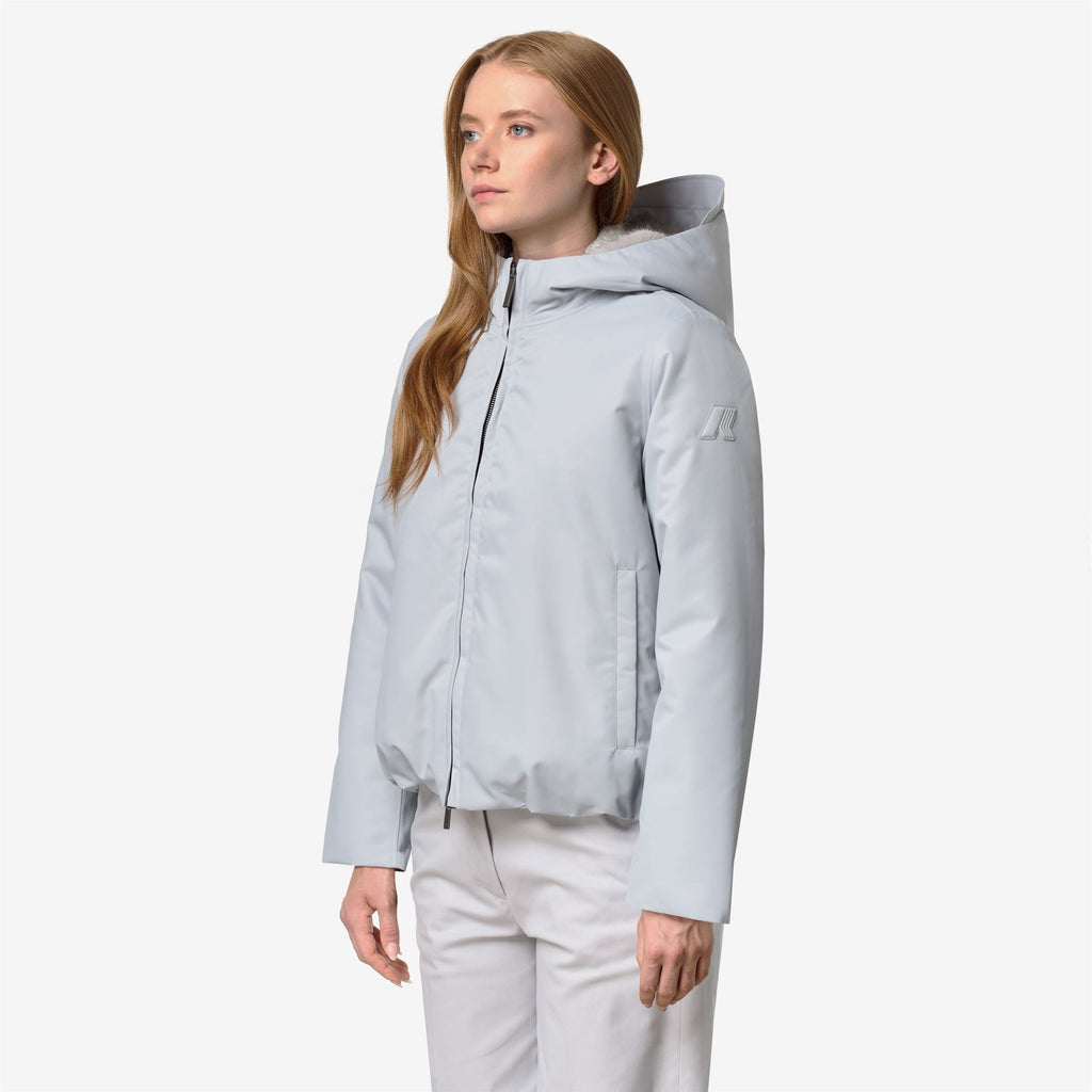 Jackets_Woman_OLGA SHINY TWILL FUR_Short_GREY ASH BICOLOR FUR - Commercial 5