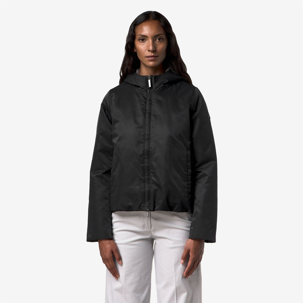 Jackets_Woman_OLGA SHINY TWILL FUR_Short_BLACK GREYISH BICOLOR FUR - Commercial 4