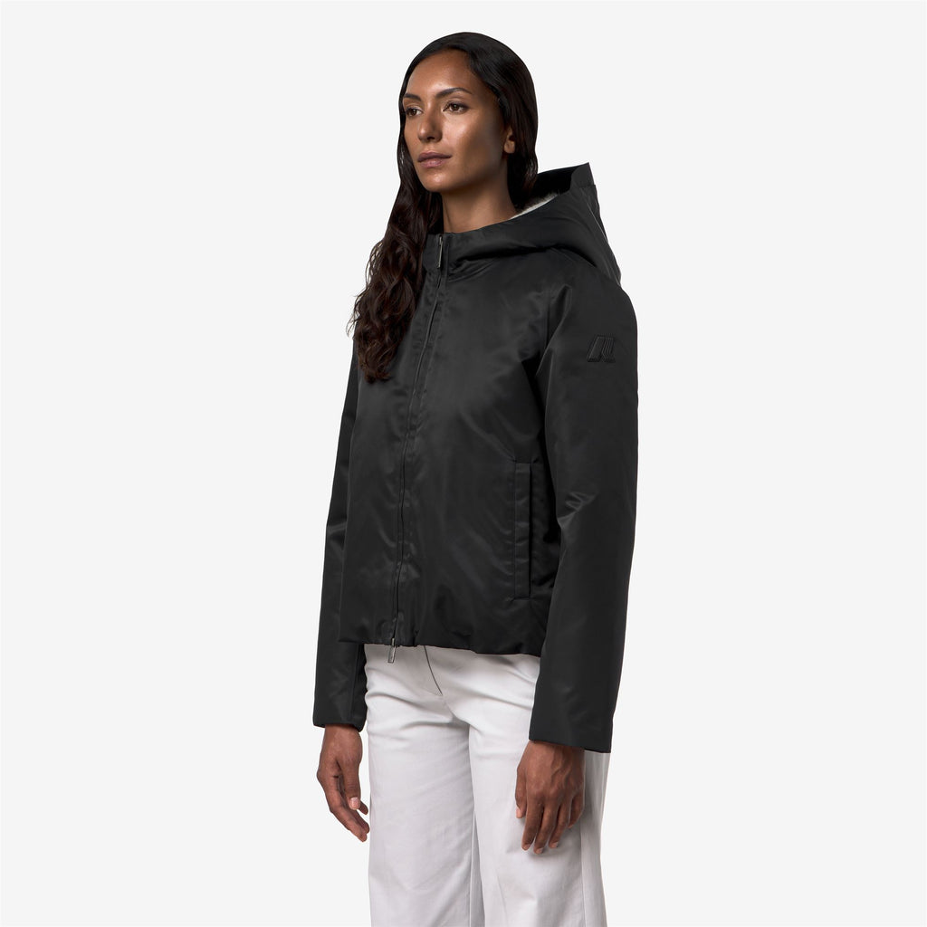 Jackets_Woman_OLGA SHINY TWILL FUR_Short_BLACK GREYISH BICOLOR FUR - Commercial 5