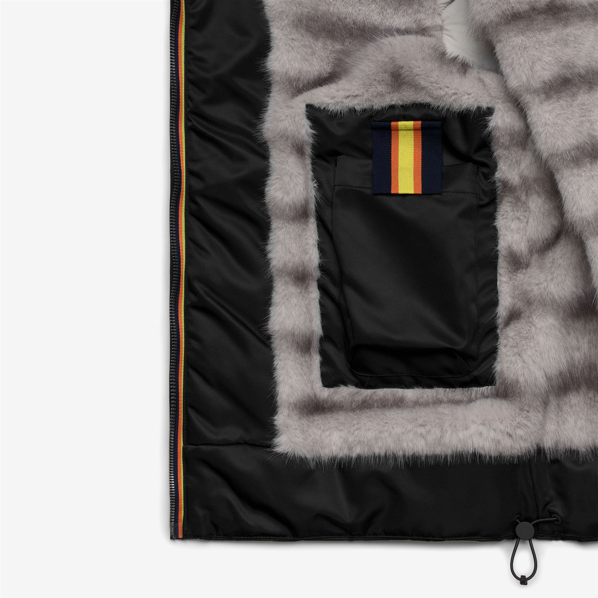 Jackets_Woman_OLGA SHINY TWILL FUR_Short_BLACK GREYISH BICOLOR FUR - Commercial 2