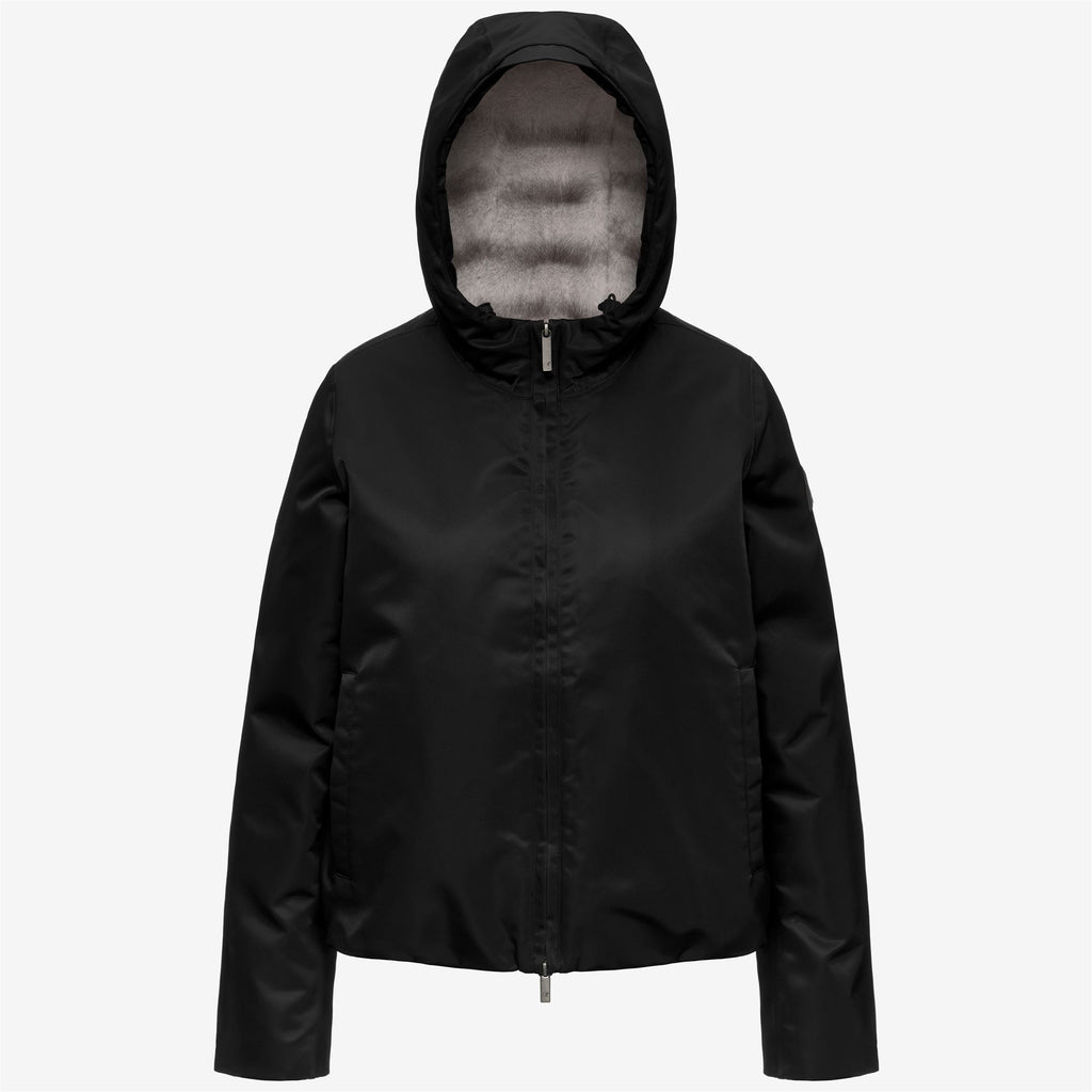 Jackets_Woman_OLGA SHINY TWILL FUR_Short_BLACK GREYISH BICOLOR FUR - Commercial 1