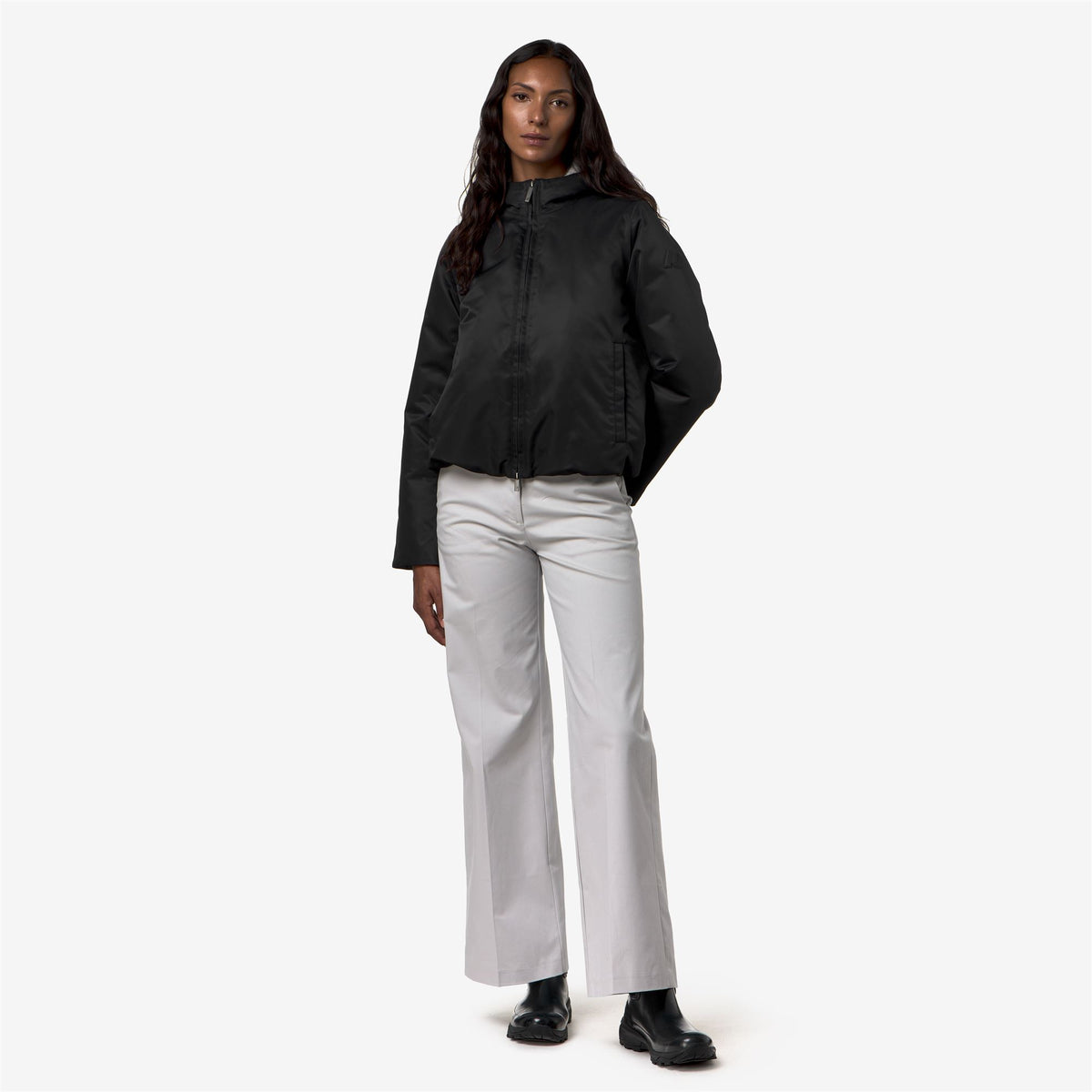 Jackets_Woman_OLGA SHINY TWILL FUR_Short_BLACK GREYISH BICOLOR FUR - Commercial 7