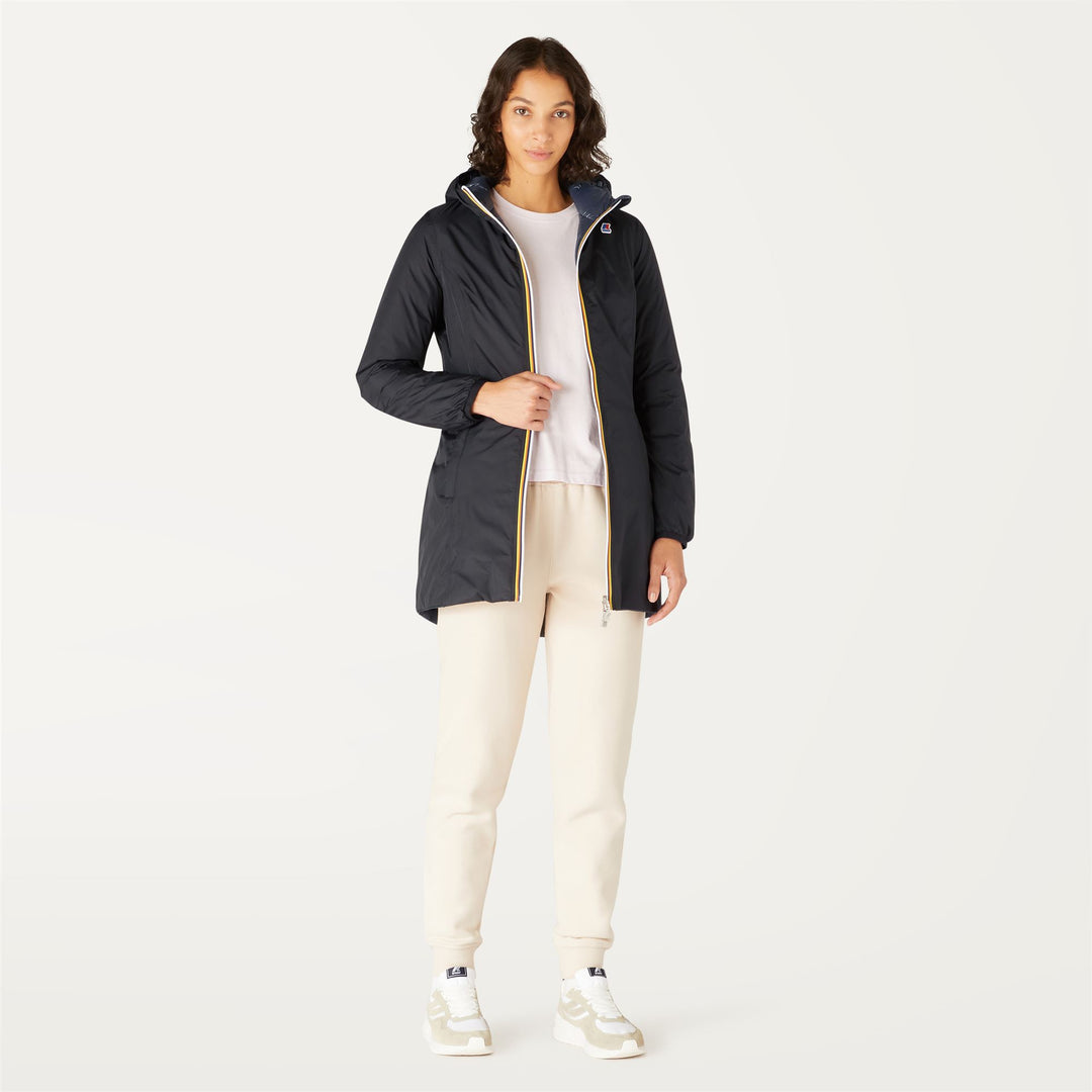 Black Blue Women's Reversible Down Jacket for Cold Weather 01