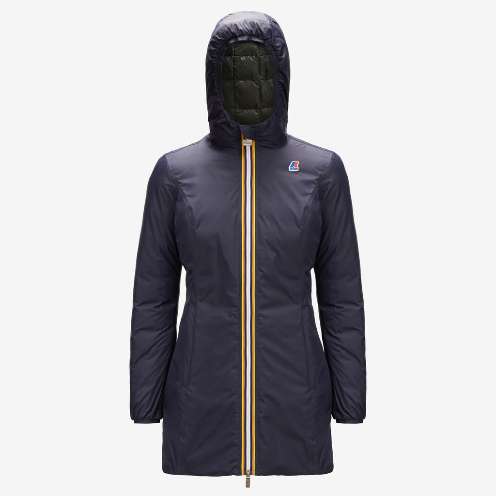 Jackets_WOMAN_DENISE THERMO PLUS.2 DOUBLE_3/4 Length_Blue Depth - Green Laurel - Commercial 1