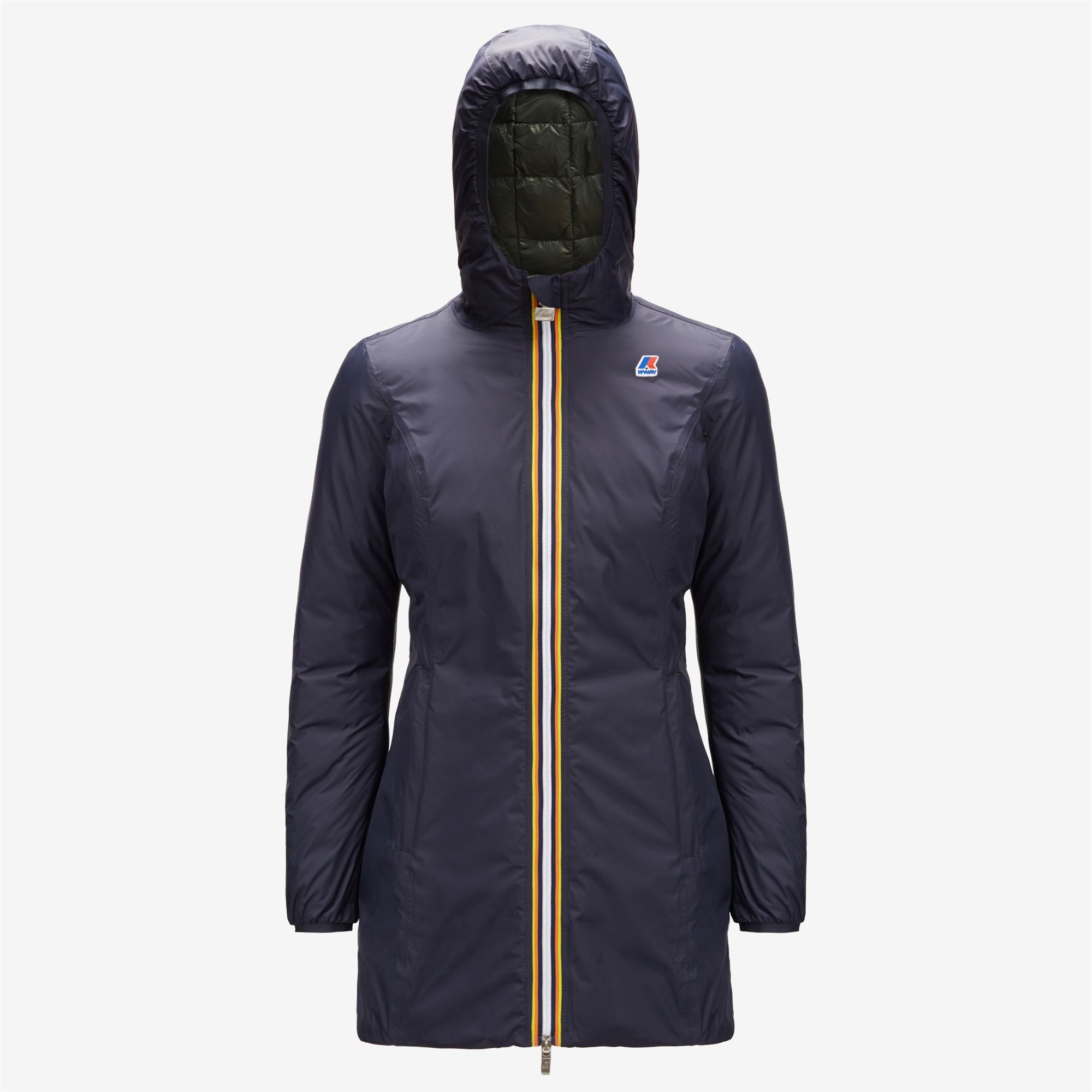 Jackets_WOMAN_DENISE THERMO PLUS.2 DOUBLE_3/4 Length_Blue Depth - Green Laurel - Commercial 1