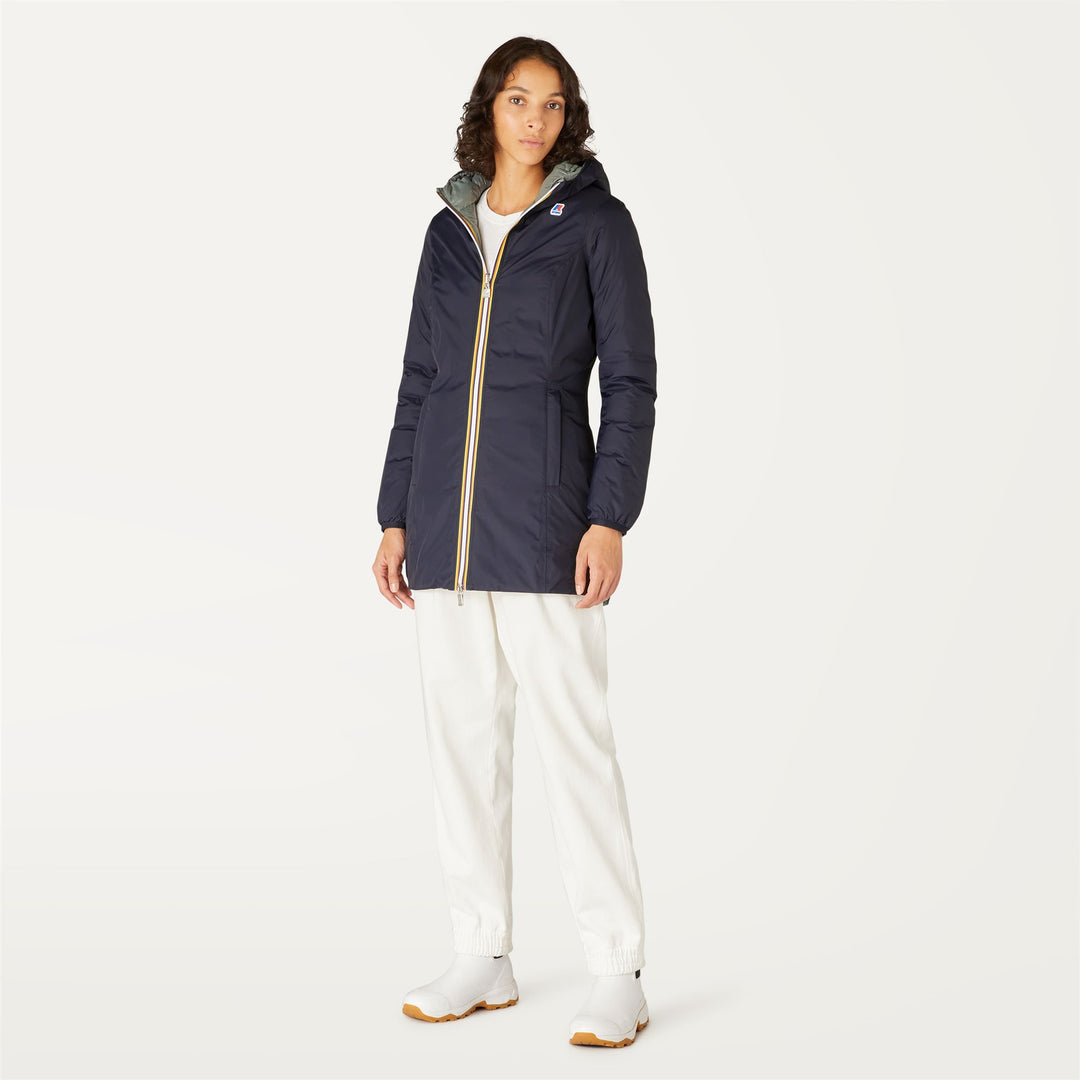 Blue Green Women's Reversible 3/4 Length Cold Weather Jacket 01