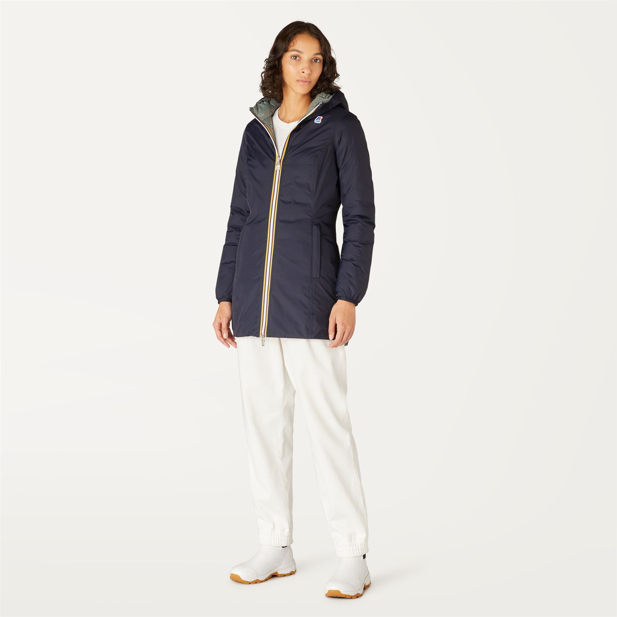 Jackets_WOMAN_DENISE THERMO PLUS.2 DOUBLE_3/4 Length_Blue Depth - Green Laurel - Commercial 4