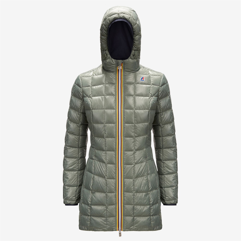 Jackets_WOMAN_DENISE THERMO PLUS.2 DOUBLE_3/4 Length_Blue Depth - Green Laurel - Commercial 2