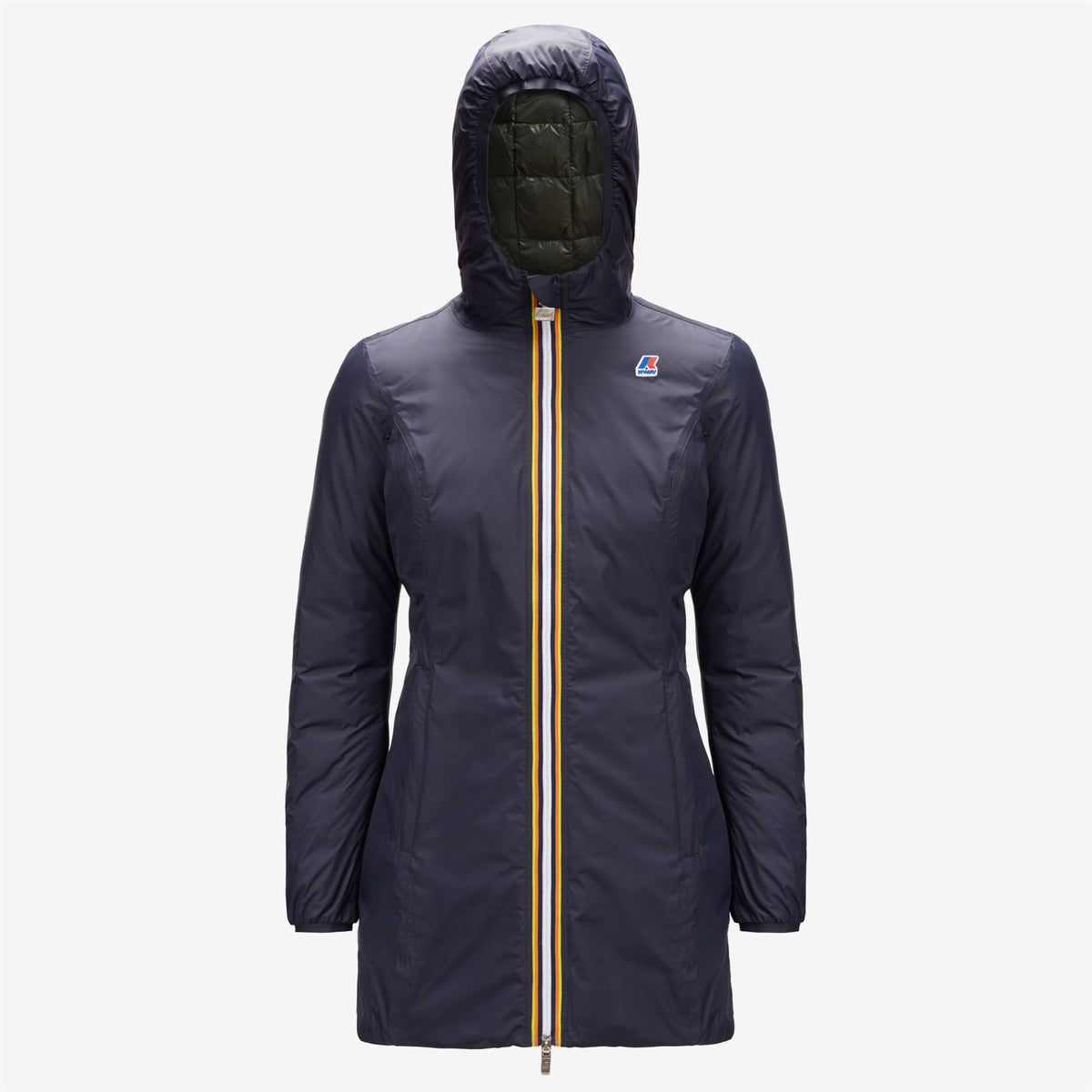 Jackets_WOMAN_DENISE THERMO PLUS.2 DOUBLE_3/4 Length_Blue Depth - Green Laurel - Commercial 1