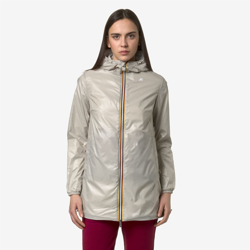 Beige white Women's Reversible Waterproof Mid-Length Jacket 02