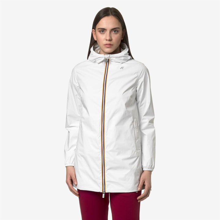 Jackets Woman SOPHIE PLUS.2 DOUBLE Mid WHITE-BEIGE Dressed Back (jpg Rgb)		