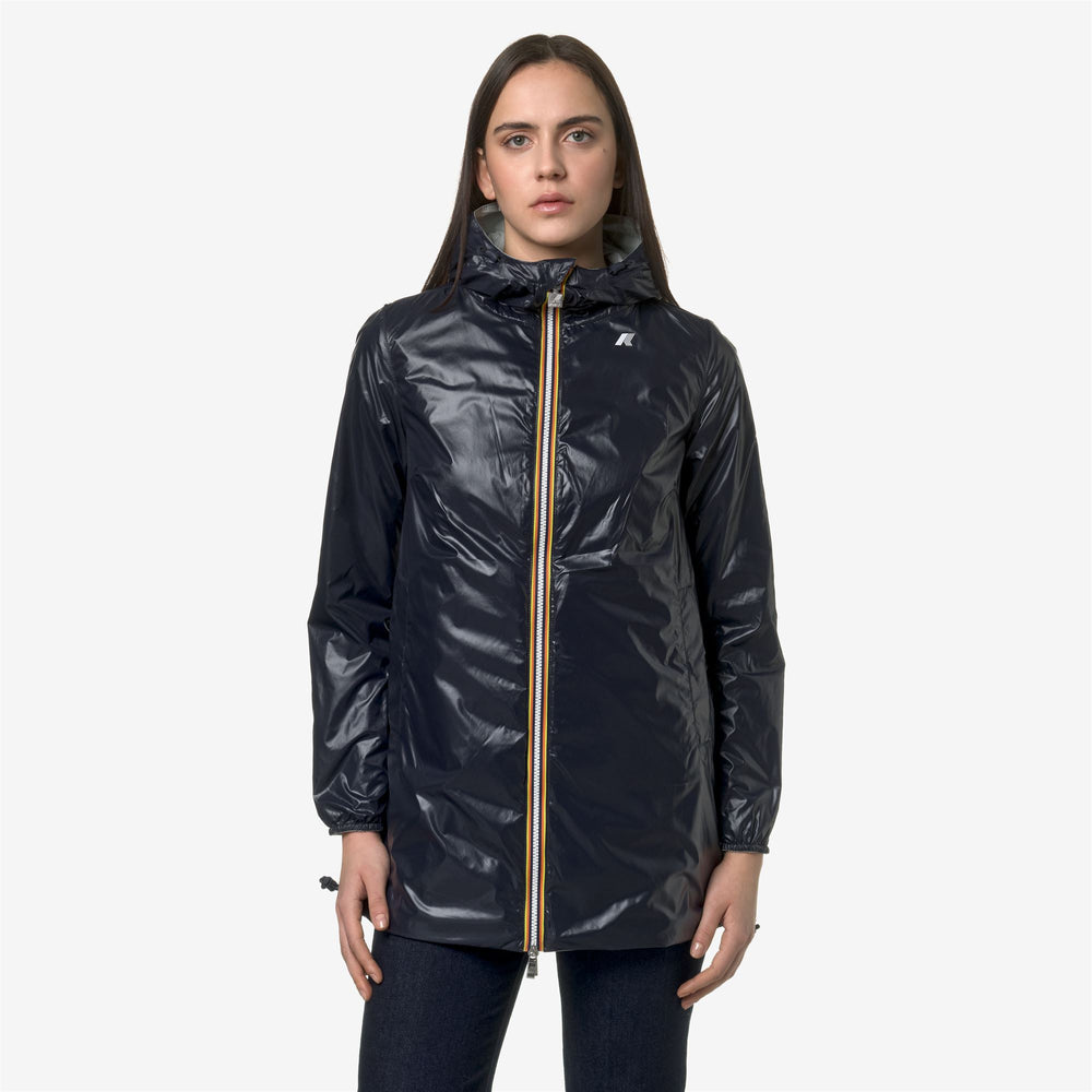Grey Blue Women's Reversible Waterproof Mid-Length Jacket 02