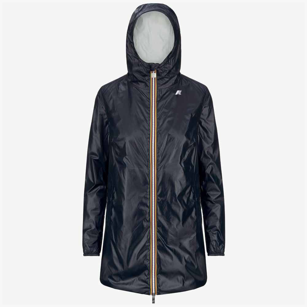 Giacca Impermeabile Reversibile Donna Blu Grigio a Mezza Lunghezza 02