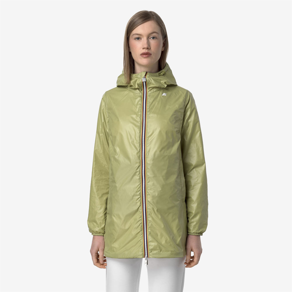 Chaqueta media impermeable reversible para mujer verde líquen 02