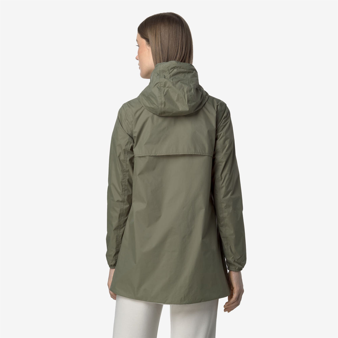 Chaqueta media impermeable reversible verde beige para mujer main