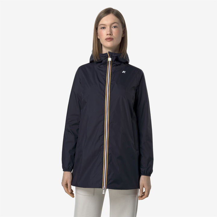Chaqueta media impermeable reversible para mujer azul y verde 1