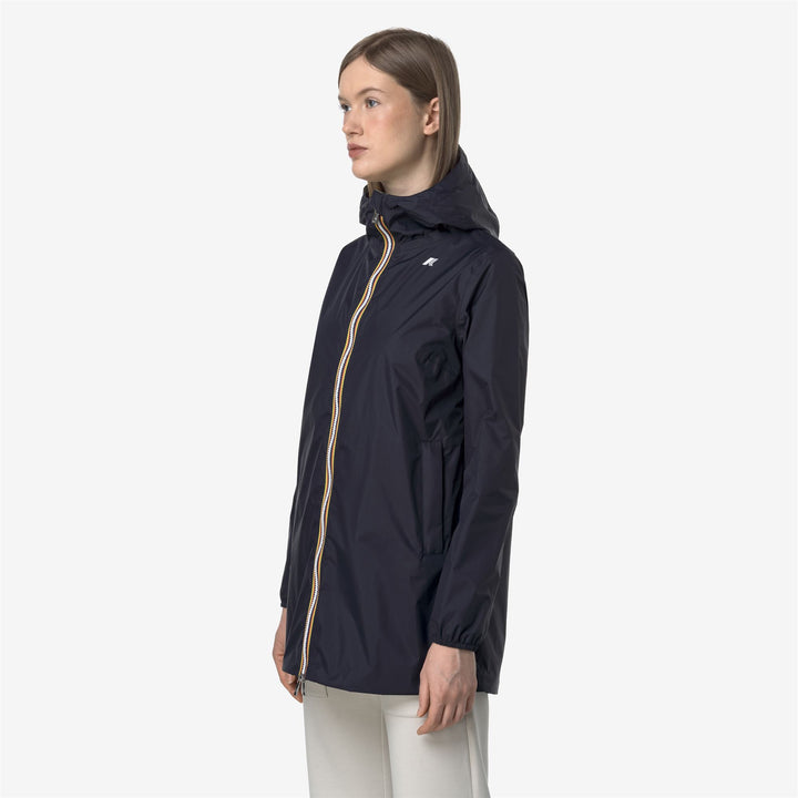Chaqueta media impermeable reversible para mujer azul y verde 2